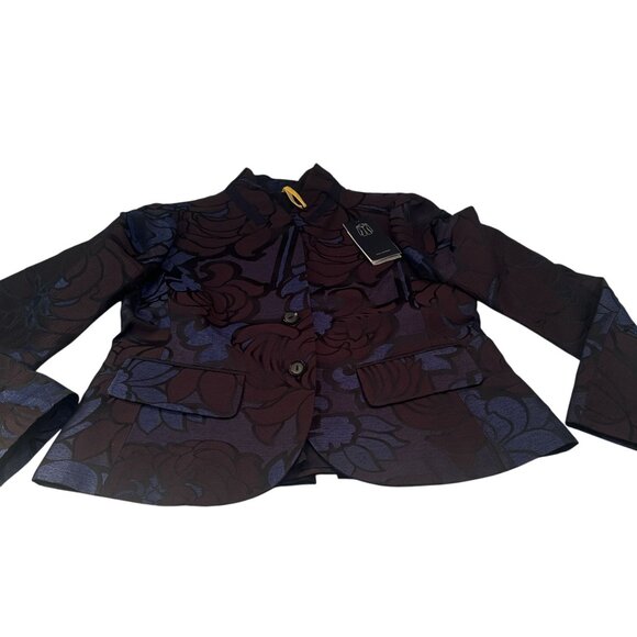 Piazza Sempione Italy Floral Jacquard Blazer Womens Button UpJacket Lined New